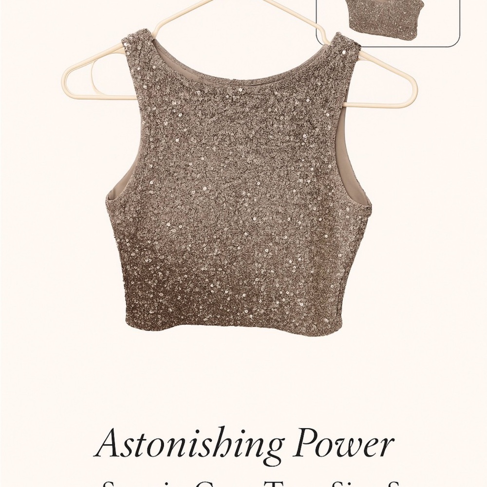 Sequin Tank Top - Brown